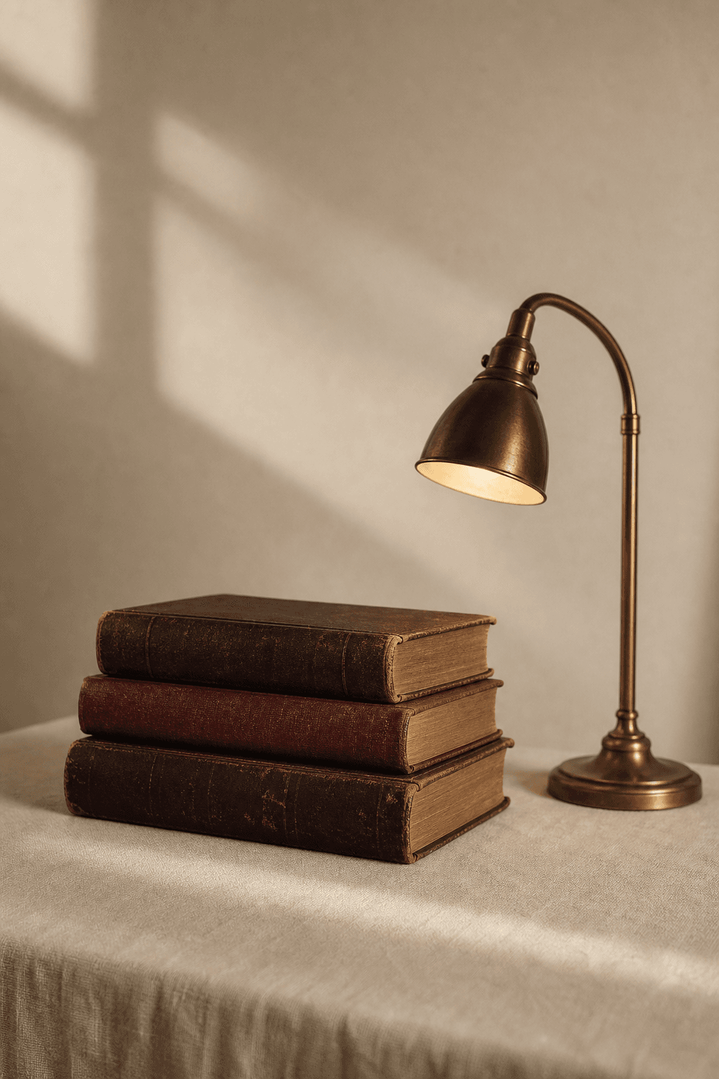 Books and a study lamp